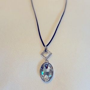Touchstone Crystal Pendant with black cord necklace. Tons of sparkle!!!!!!